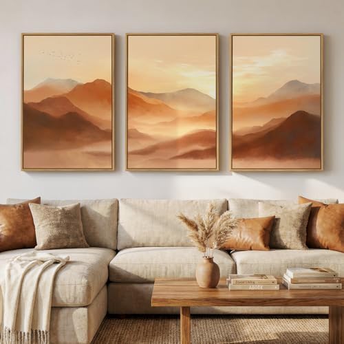 Framed Orange Abstract Mountain Wall Art by Cuspin