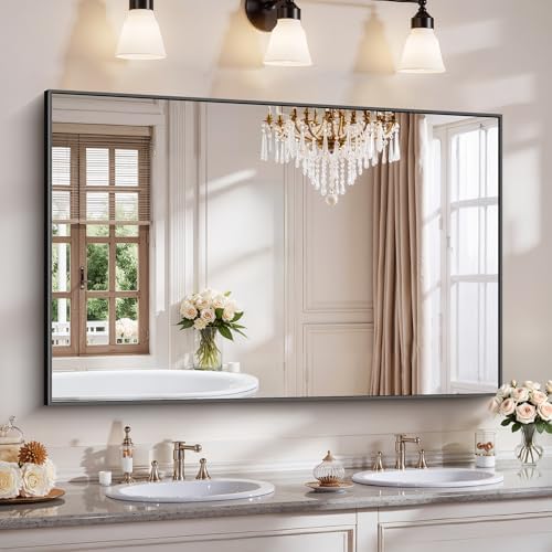 YIROMAN Bathroom Mirror 55"x36", Large Matte Black Bathroom Mirror by Unknown