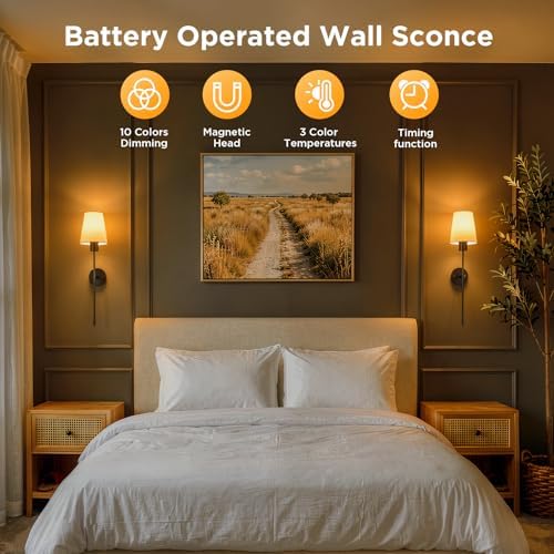 Brightown Battery Operated Wall Sconces Set of 2 - Image 2