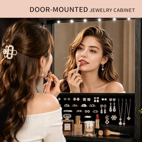 Over the Door Jewelry Organizer, Wall Mounted Jewelry Cabinet - Image 3