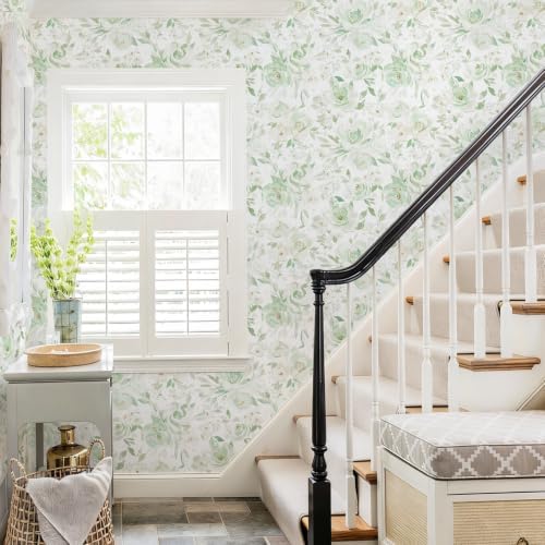 Ismoon Green Floral Peel Stick Wallpaper Boho Stick on Wallpaper - Image 6