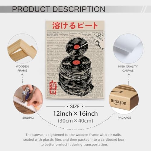 Framed Wall Art Retro Japanese Newspaper Music Prints Posters 12x16in Vintage - Image 2