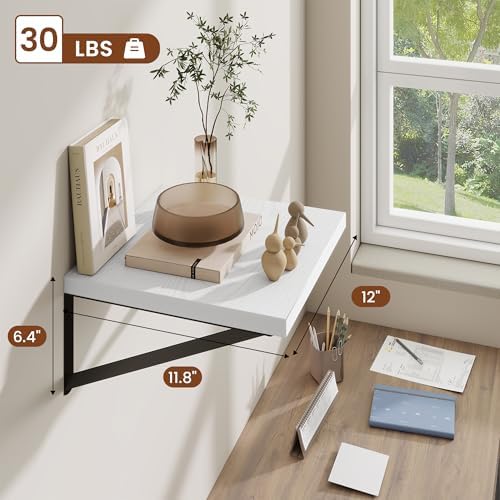 Deep Wall Shelves 12"W x 12"D Engineered Wood Floating Shelves - Image 3