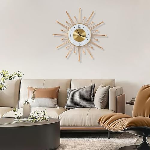 Large Wall Clock 20'' Modern Big Wall Clock Starburst Mid-Century Decor - Image 2