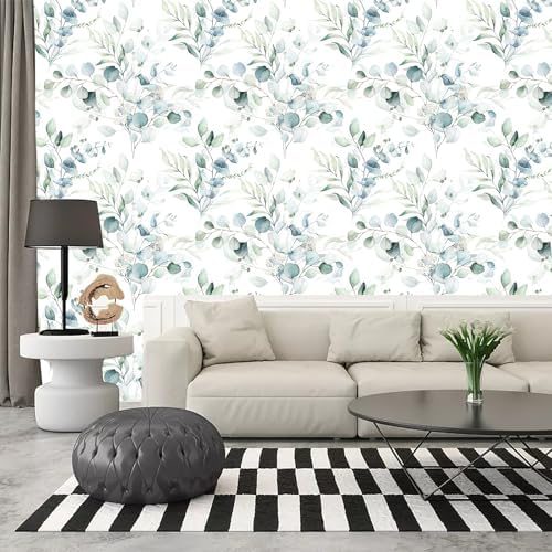 HAOKHOME Green Peel and Stick Wallpaper Bathroom Botanical 17.3in x 19.6ft - Image 3