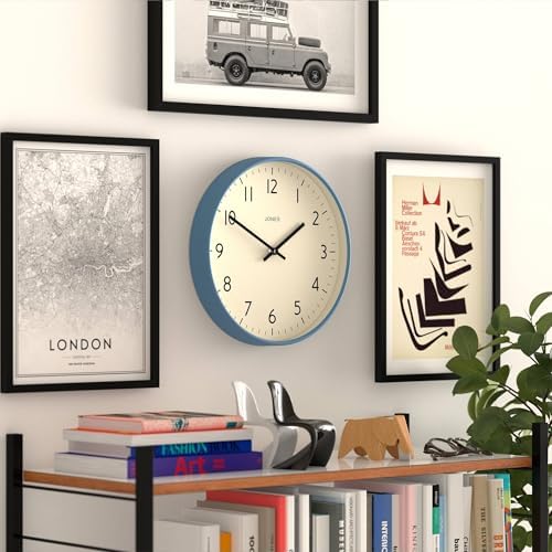 JONES CLOCKS® Studio Clock | Modern Round wall Clock | 12" | Mid Blue | Easy to - Image 4