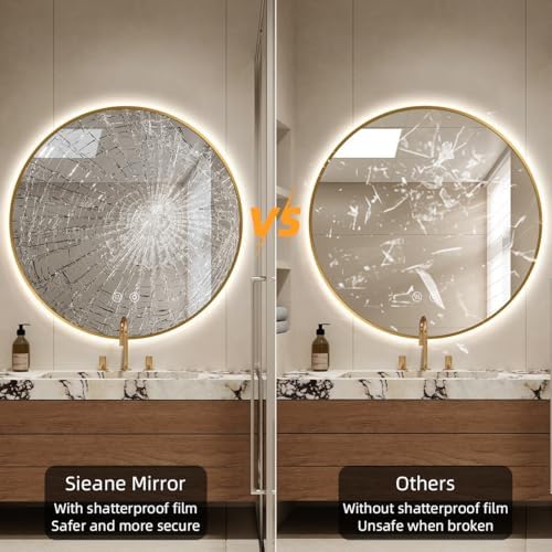 32" H x 32" W Gold Framed Round LED Backlit Mirror - Image 5