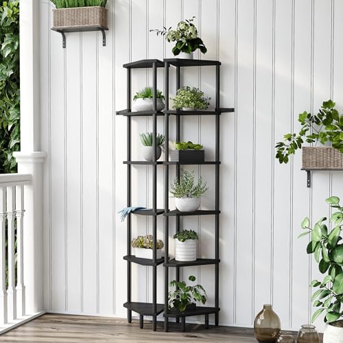 6 Tier Corner Shelf, Narrow Display Shelf Stand, Corner Bookshelf - Image 7