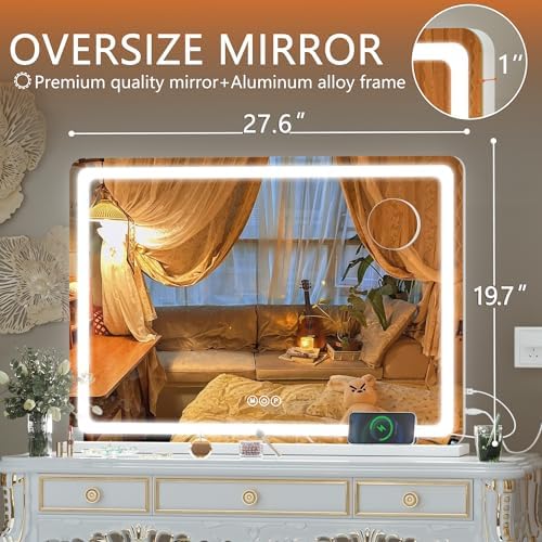 Hasipu Vanity Mirror with Lights, 27.6" x 20" LED Makeup Mirror, Lighted Makeup - Image 2