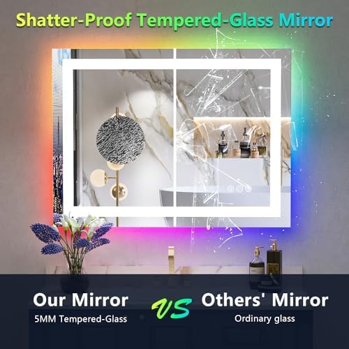 24x36 LED Bathroom Mirror with Lights, RGB Backlit Lighted Mirror - Image 6
