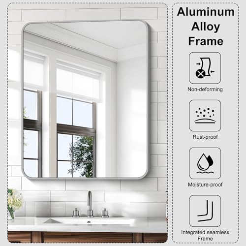 KOCUUY Silver Bathroom Mirror, 30x36 Inch Bathroom Mirror - Image 6