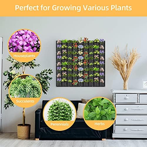 Hanging Planting Grow Bags, 72 Pockets Hanging Vertical Wall Planter Wall - Image 5