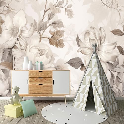 Warm-Toned Peony Flower Mural Peel-and-Stick by GLWYHY
