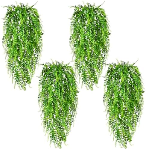 Waipfaru 4Pcs Fake Ferns Fake Hanging Plants Artificial Ferns Vine Greenery by Waipfaru