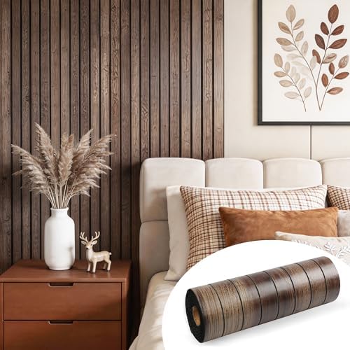 Wood Grain 15.8"W x 118"L Peel and Stick Wall Panels, 3D Soundproof by Labeumela