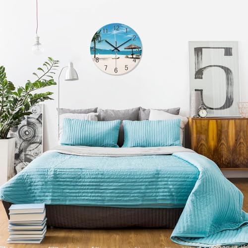 XFM Tropical Beach Wall Clock Battery Operated 12 Inch - Image 4