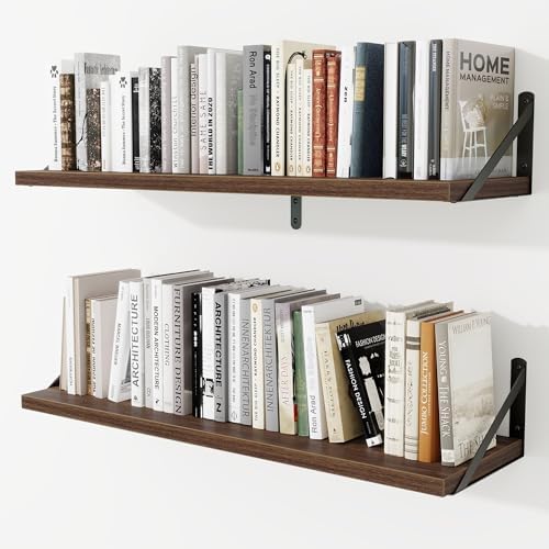 Deep Wall Shelves 36"W x 8"D Engineered Wood Floating Shelves by Venusmiles