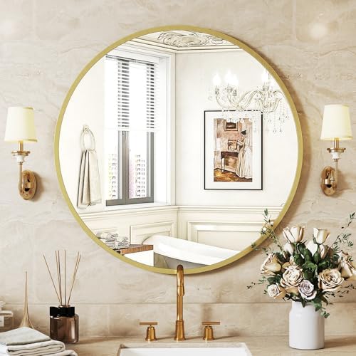 Sweetcrispy 28 Inch Round Wall Mirror, Bathroom Mirror by Sweetcrispy
