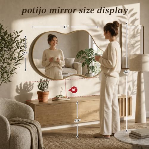 Irregular wall Mirror 24"x41" Gold Asymmetrical Mirror - Image 2