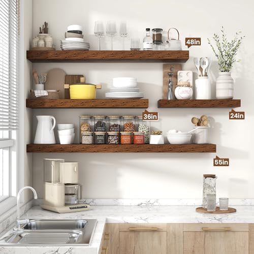 Heimlove Floating Shelves 15.7" W x 10.3" D Rustic Brown Set of 2 - Image 7
