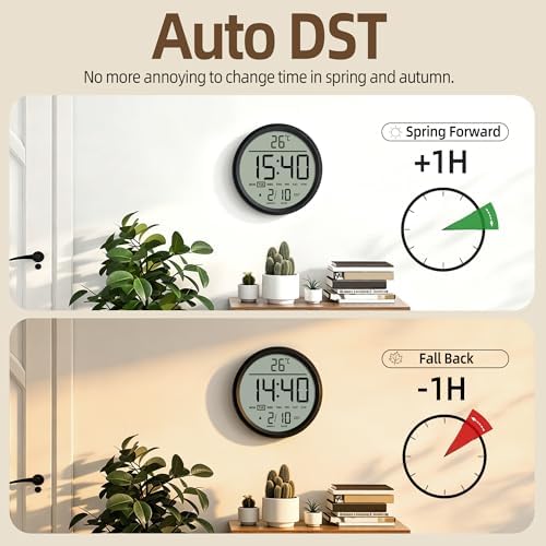 8" Round Digital Wall Clock Battery Operated - Image 4