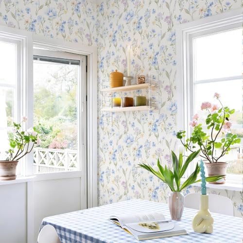 Ismoon Blue and White Floral Peel and Stick Wallpaper - Image 5