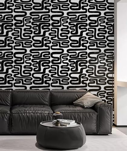 Peel and Stick Wallpaper Black and White Wall Paper Modern Geometric - Image 4