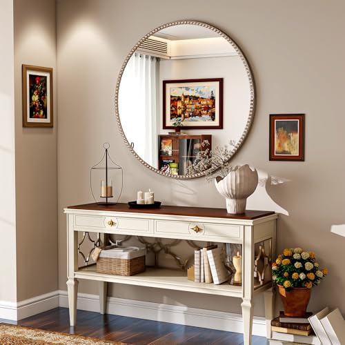 Vintage Round Mirror, 32 Inch Wall-Mounted - Image 6