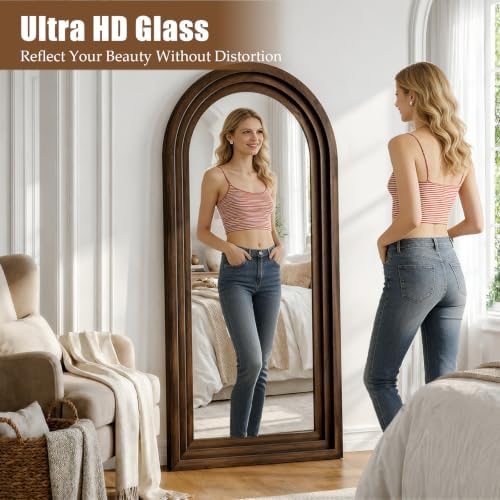 24"x65" Full Length Mirror Solid Wood Frame, Arched Floor Mirror Full Length - Image 4