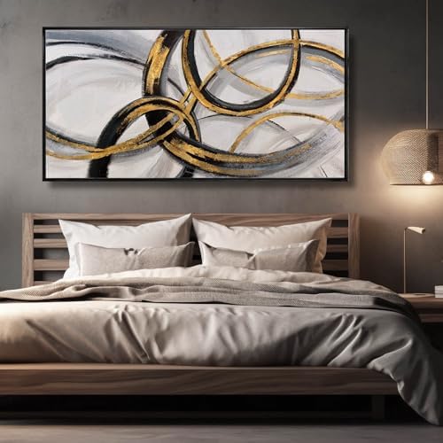 Large Framed Canvas Wall Art Gold Foil Prints Art Abstract Wall Pictures - Image 3