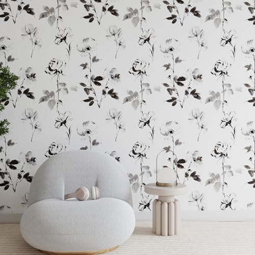 Hopepak Floral Wallpaper Peel and Stick Black and White Flower Peel and Stick - Image 7