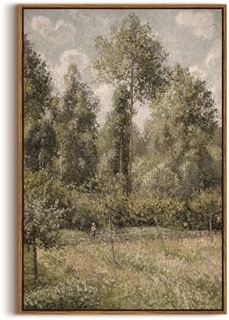 InSimSea Framed Canvas Prints Art Vintage Decor, Bushes Poplars Nature by InSimSeaArt
