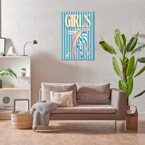 Trendy Always Girls High Heels Poster Funny Cocktail Disco Ball Canvas Wall Art - Image 5