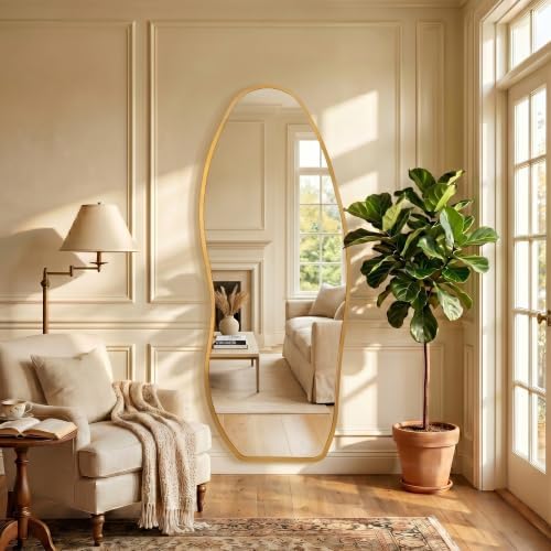 Irregular Full Length Mirror -Gold Decor Floor Mirror - Image 4
