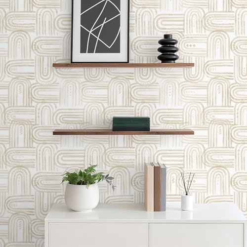 Modern Peel and Stick Wallpaper A Set of 17.3"x200" Boho Beige Contact Paper - Image 3