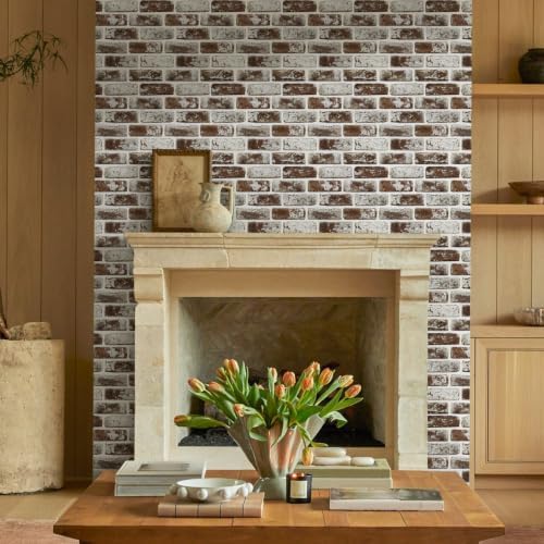 Commomy Faux Brick Panels Peel and Stick Wall Stickers 10 Pcs 11.8" x 11.8" - Image 2
