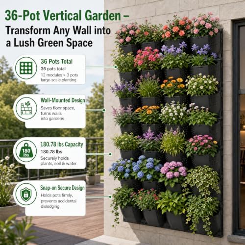 Self Watering Wall Planter | 36 Pots Vertical Garden Planter - Image 2