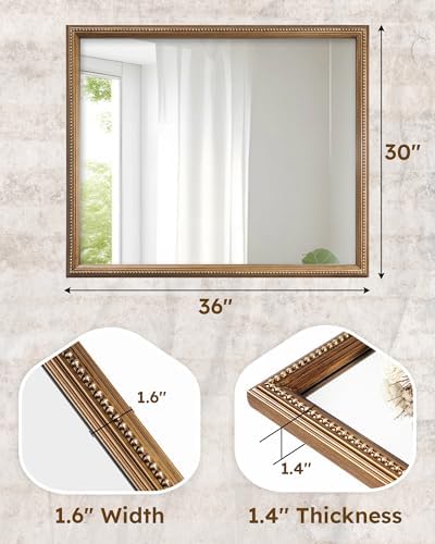 Axeman 30x36 Wood Wall Mirror, Rustic Bathroom Mirror, Vintage Wall Mounted - Image 5