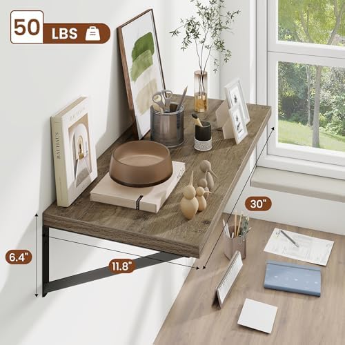 Deep Wall Shelves 30"W x 12"D Engineered Wood Floating Shelves - Image 3