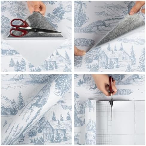 Abyssaly Toile Blue and White Peel and Stick Wallpaper17.3×118" - Image 5