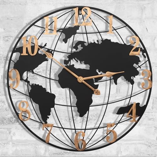 World Map Clock, 24 Inch Large Waterproof Outdoor Clock by SUKYING