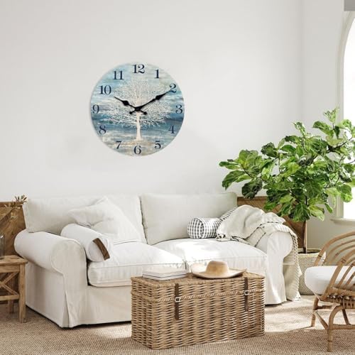 XFM Blue Tree of Life Wall Clock 16 Inch Farmhouse Decor - Image 6