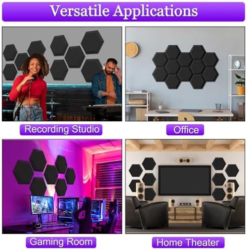 TroyStudio Thick Acoustic Foam Panels, 13.8 X 11.8 X 2 Inches 24 Pcs Hexagon - Image 5