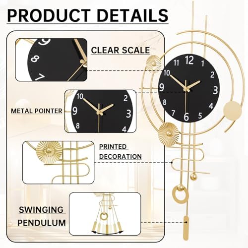 Wall Clock, Silent Quartz Movement Battery Operated - Image 2