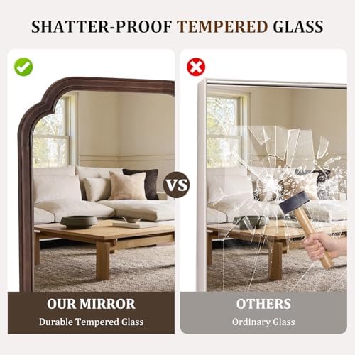 HOMECOOKIN Full Length Mirror Wall Mounted, Rustic Wooden Frame Floor Mirror - Image 4