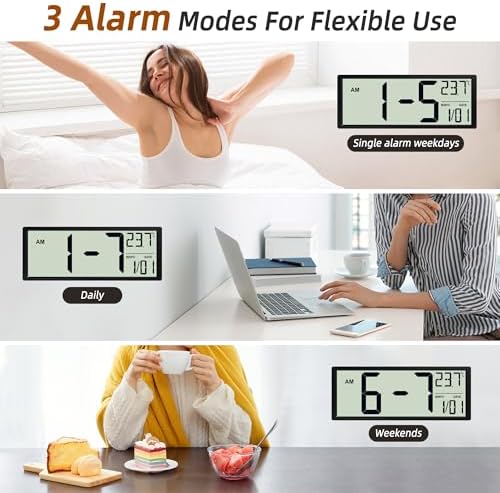 15-Inch Battery Operated Digital Wall Clock, Large LCD - Image 4