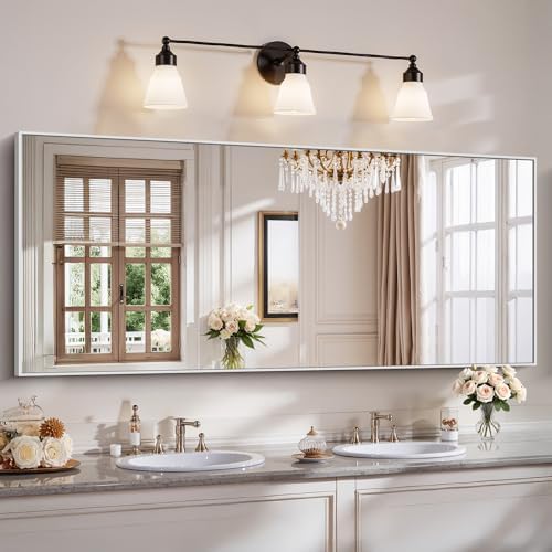 YIROMAN Bathroom Mirror 72"x30", Large Brushed Silver Bathroom Mirror by Unknown