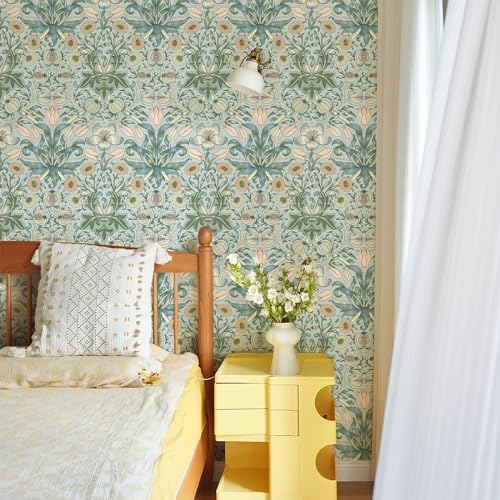 HueBurst 17.3"x118" Vintage Peel and Stick Wallpaper Floral Contact Paper - Image 3
