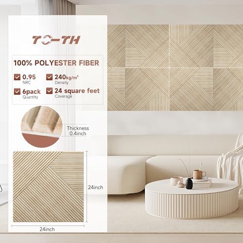 TO-TH Sound Absorbing Panels Self-Adhesive Acoustic Panel 6Pack, Rustic Oak - Image 2