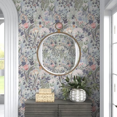 Toduso Peel and Stick Wallpaper Vintage Wall Paper Gray/Purple Floral Contact - Image 4
